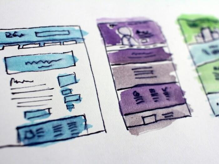 pastel colored UX wireframes